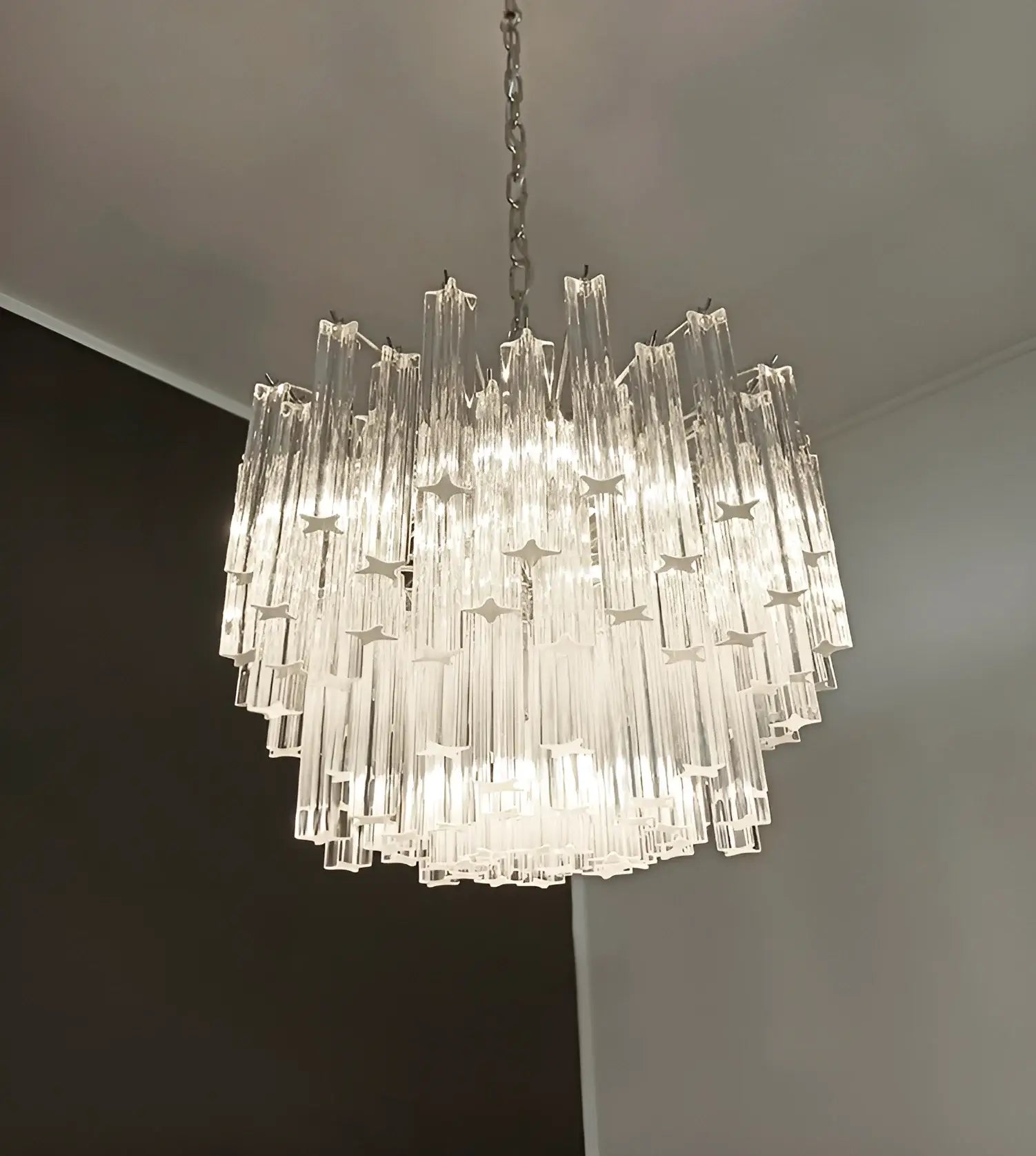 Gorgeous Murano Quadriedri Prisms Transparent Chandelier - Nuvé