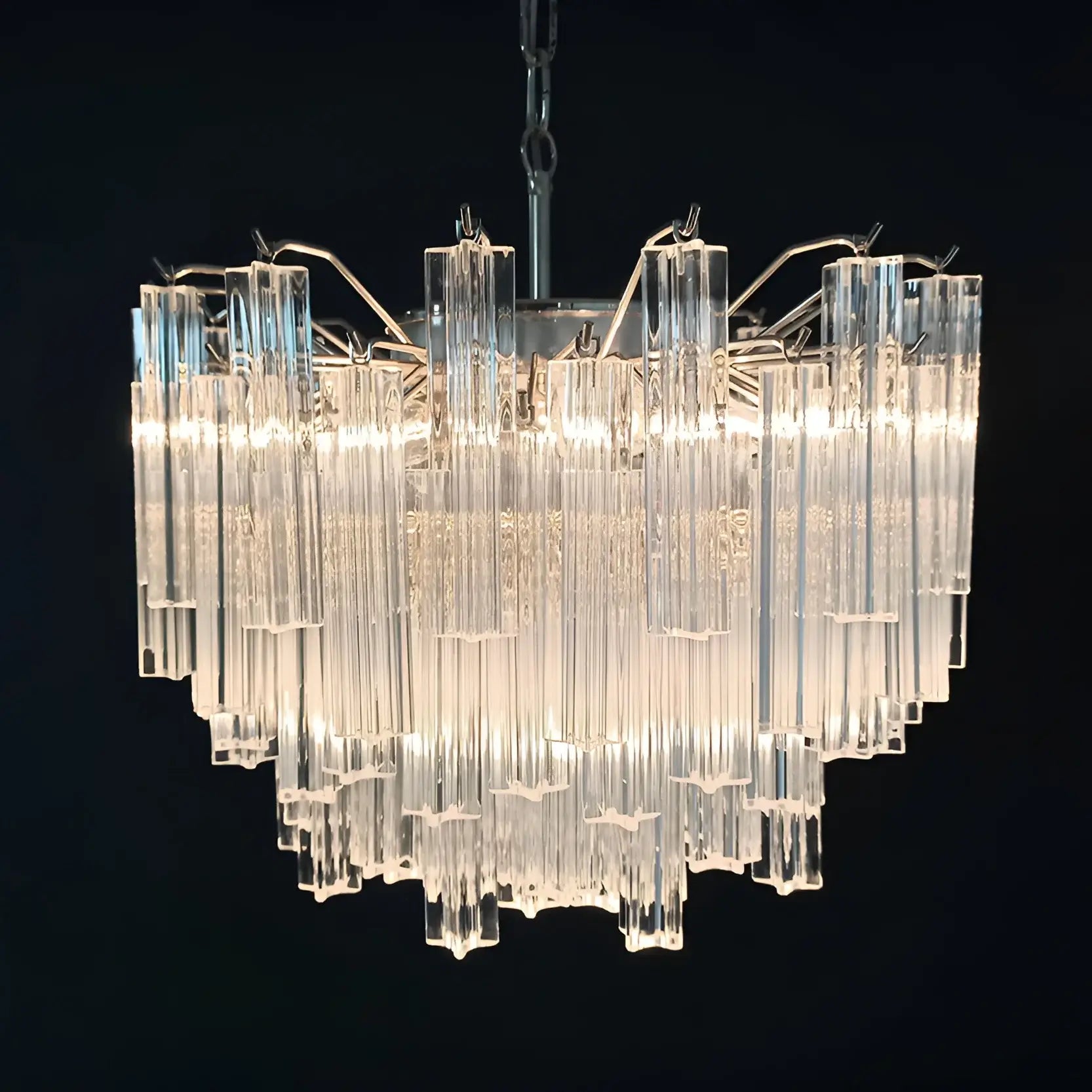Gorgeous Murano Quadriedri Prisms Transparent Chandelier - Nuvé