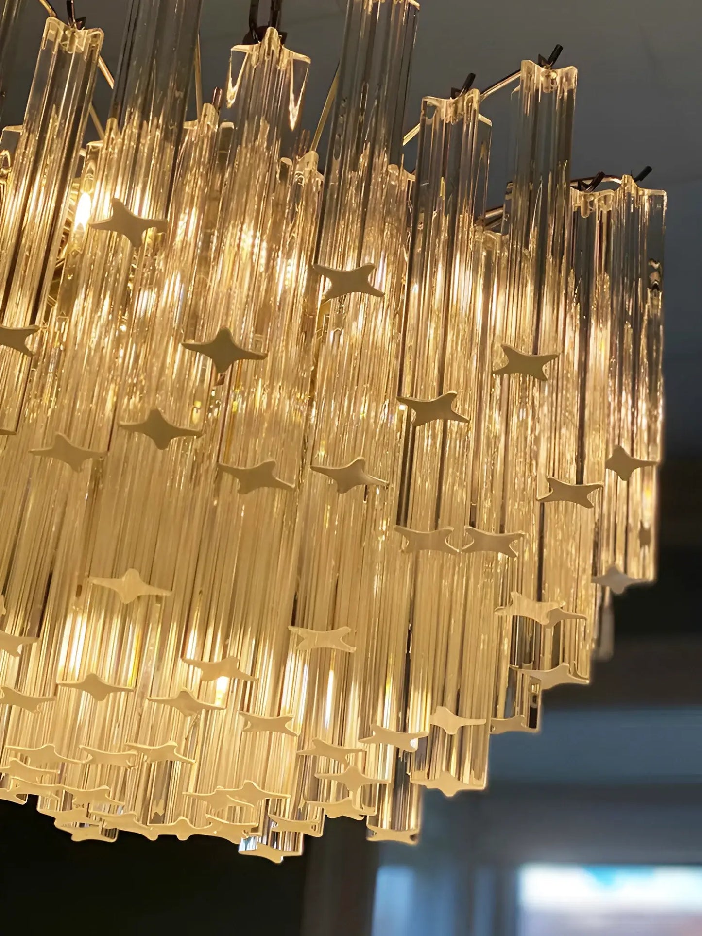 Gorgeous Murano Quadriedri Prisms Transparent Chandelier - Nuvé