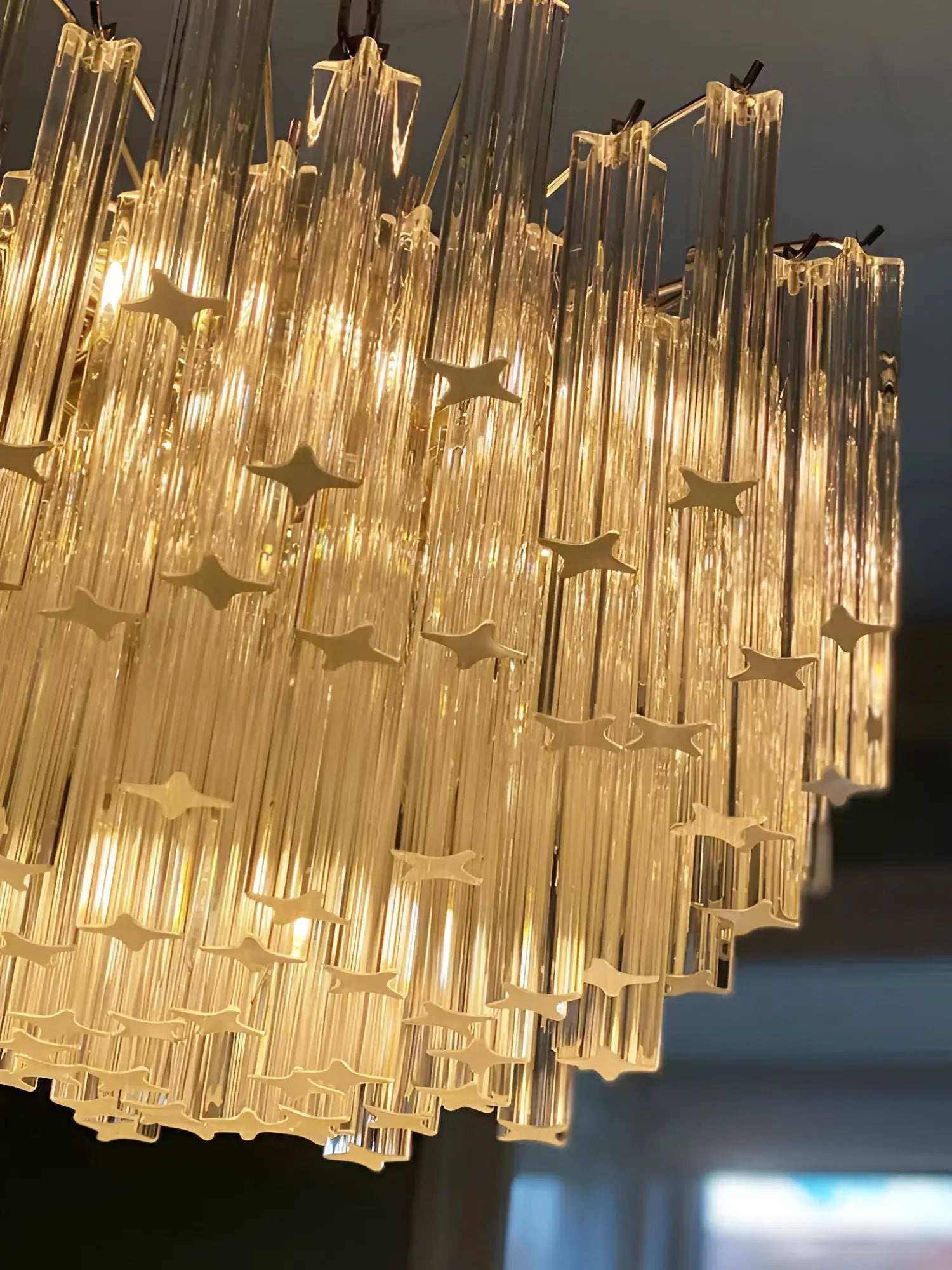 Gorgeous Murano Quadriedri Prisms Transparent Chandelier - Nuvé