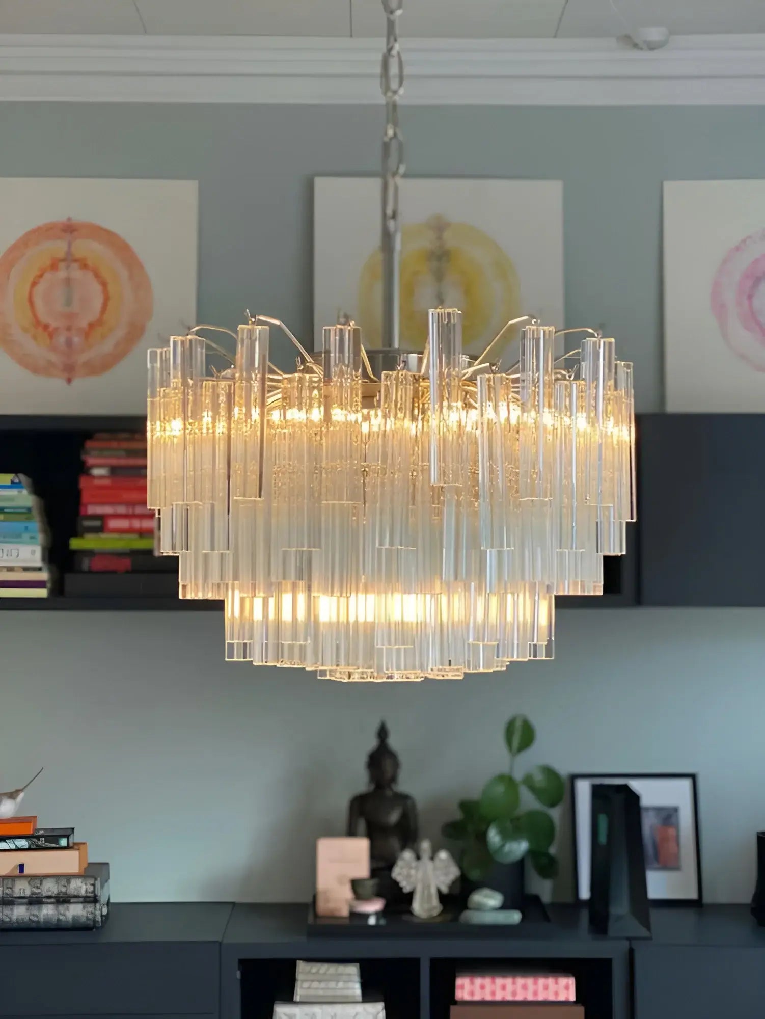 Gorgeous Murano Quadriedri Prisms Transparent Chandelier - Nuvé