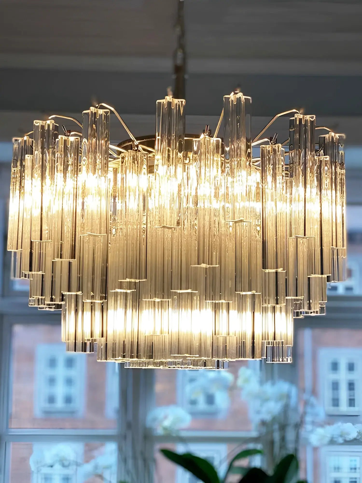 Gorgeous Murano Quadriedri Prisms Transparent Chandelier - Nuvé