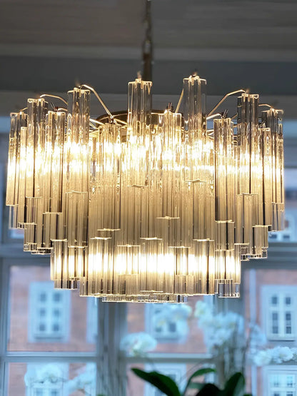 Gorgeous Murano Quadriedri Prisms Transparent Chandelier - Nuvé