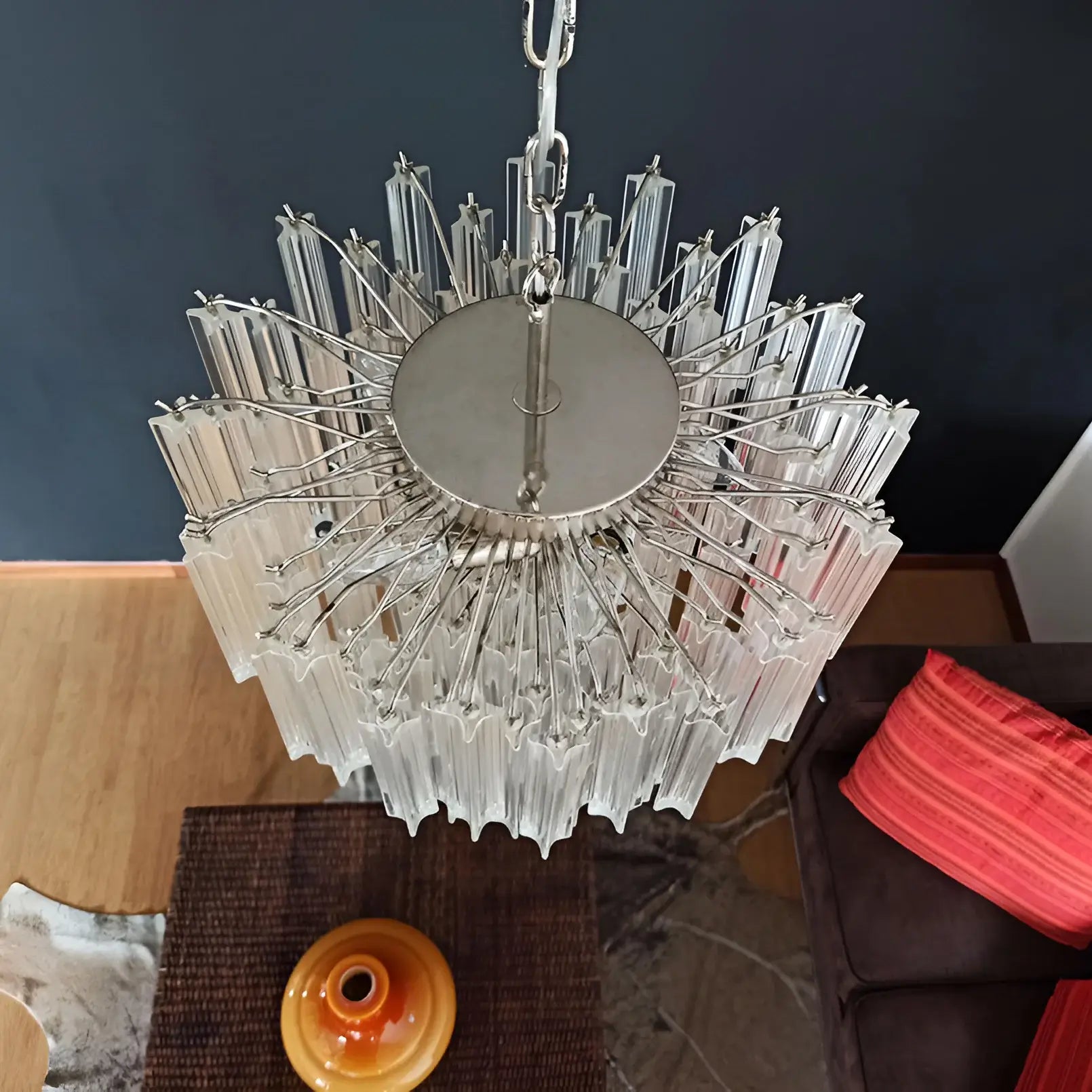 Gorgeous Murano Quadriedri Prisms Transparent Chandelier - Nuvé