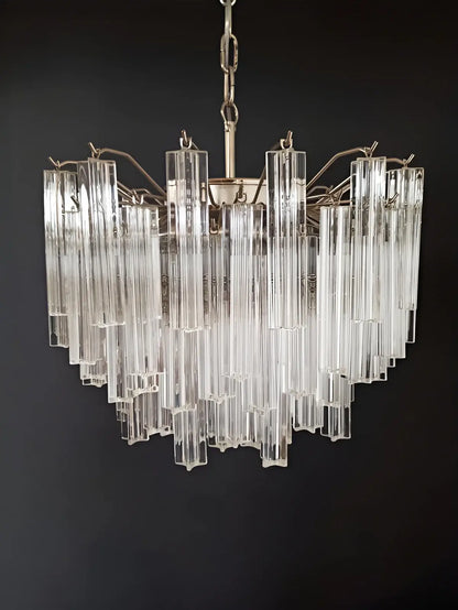Gorgeous Murano Quadriedri Prisms Transparent Chandelier - Nuvé