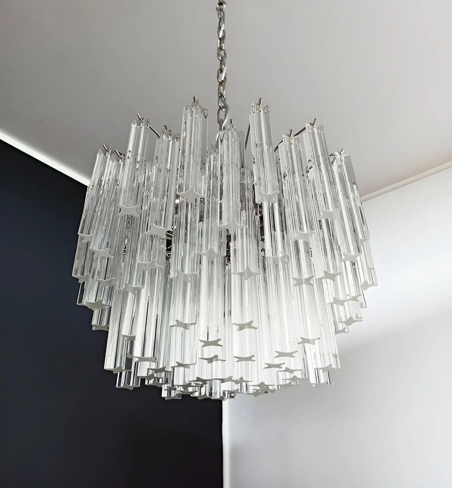 Gorgeous Murano Quadriedri Prisms Transparent Chandelier - Nuvé