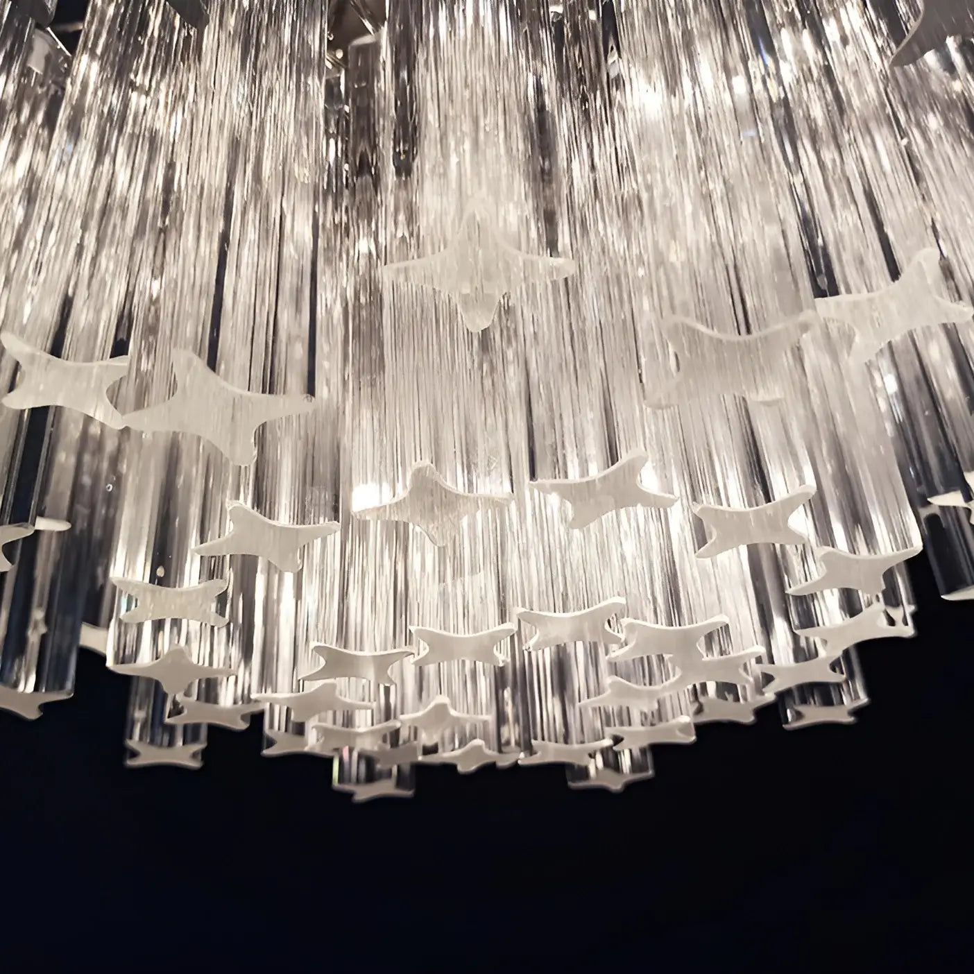 Gorgeous Murano Quadriedri Prisms Transparent Chandelier - Nuvé
