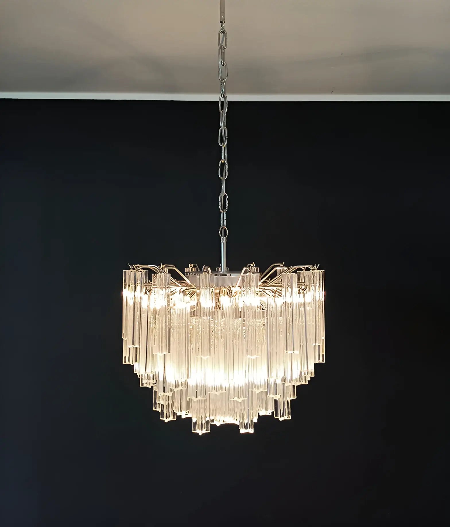 Gorgeous Murano Quadriedri Prisms Transparent Chandelier - Nuvé