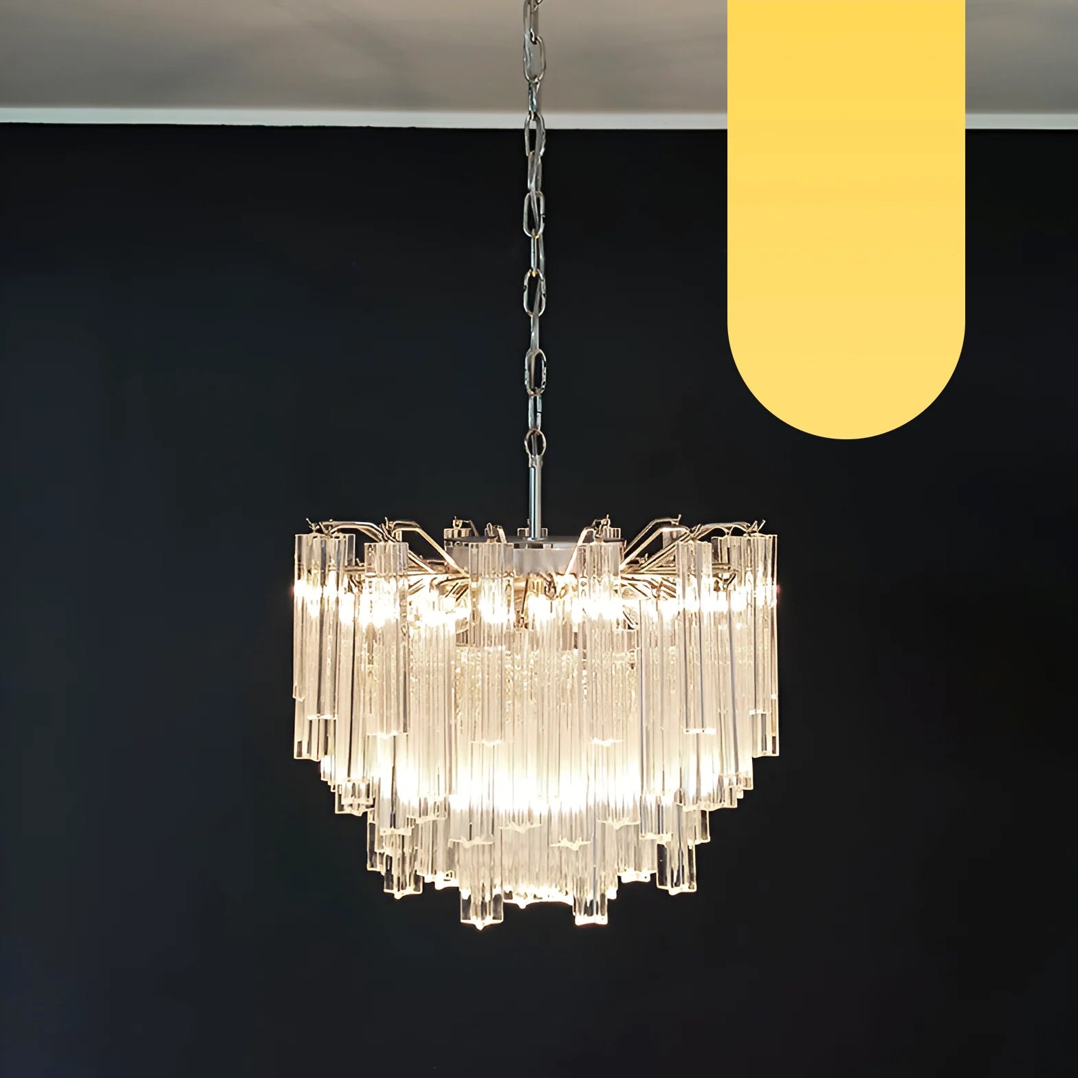 Gorgeous Murano Quadriedri Prisms Transparent Chandelier - Nuvé