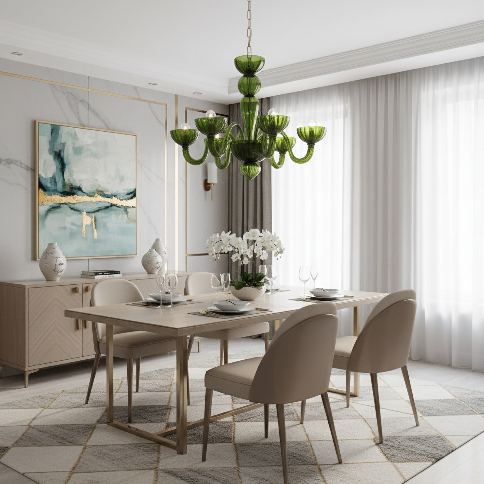 Green Ares Murano Glass Chandelier - Nuvé