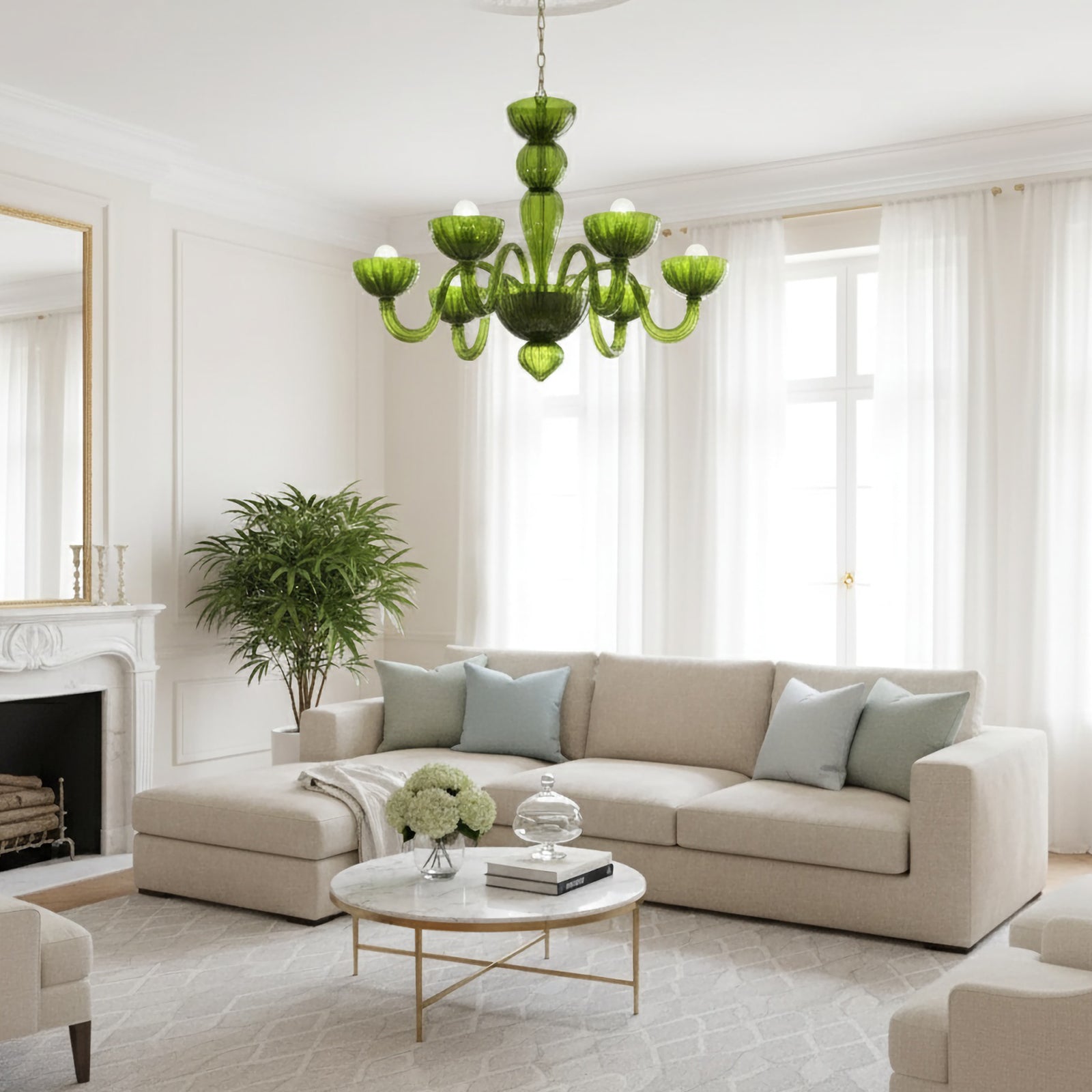 Green Ares Murano Glass Chandelier - Nuvé