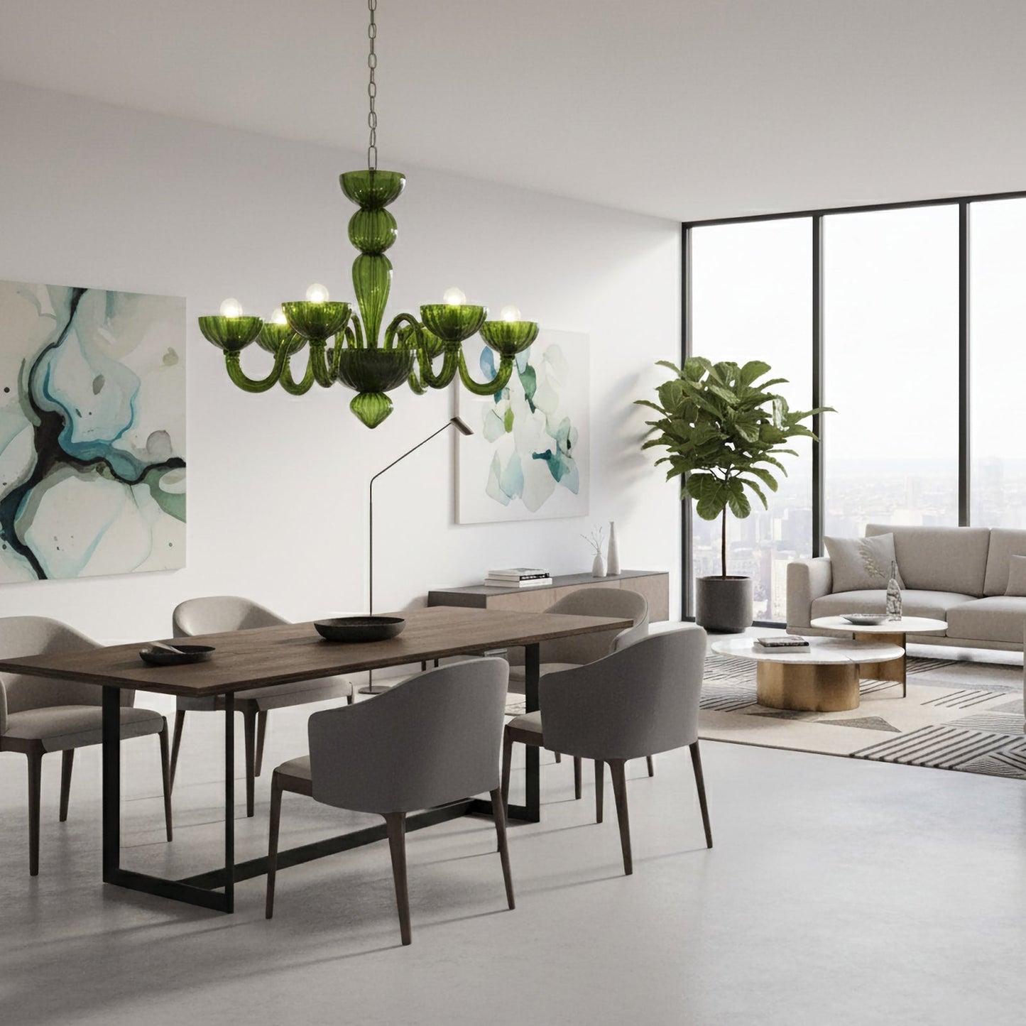 Green Ares Murano Glass Chandelier - Nuvé