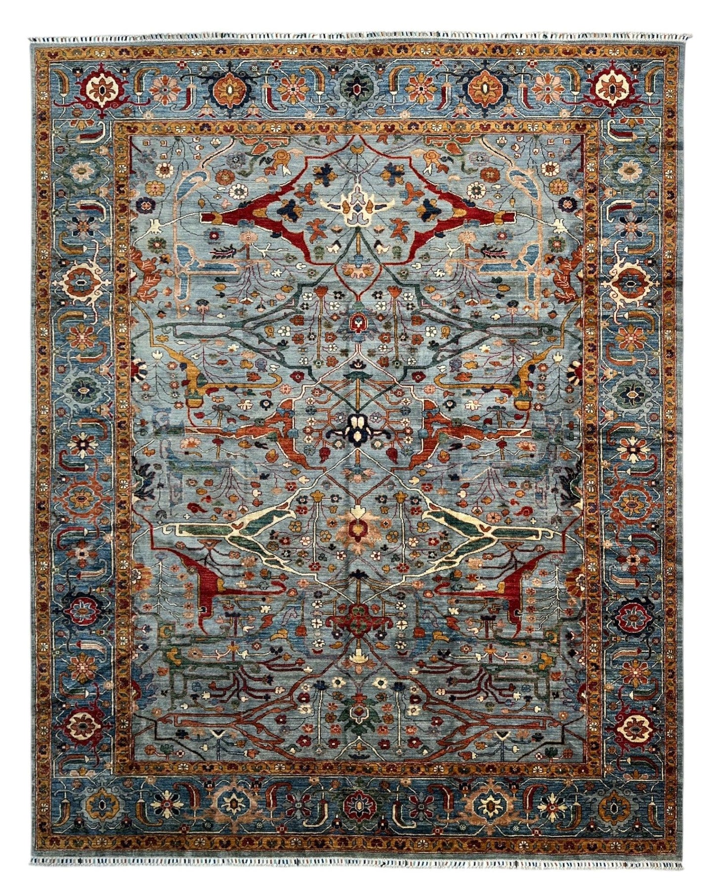 Hand-Knotted Trasitional Serapi Ghazni Wool Rug – 9’1” x 12’ – Intricate Floral Design - Nuvé