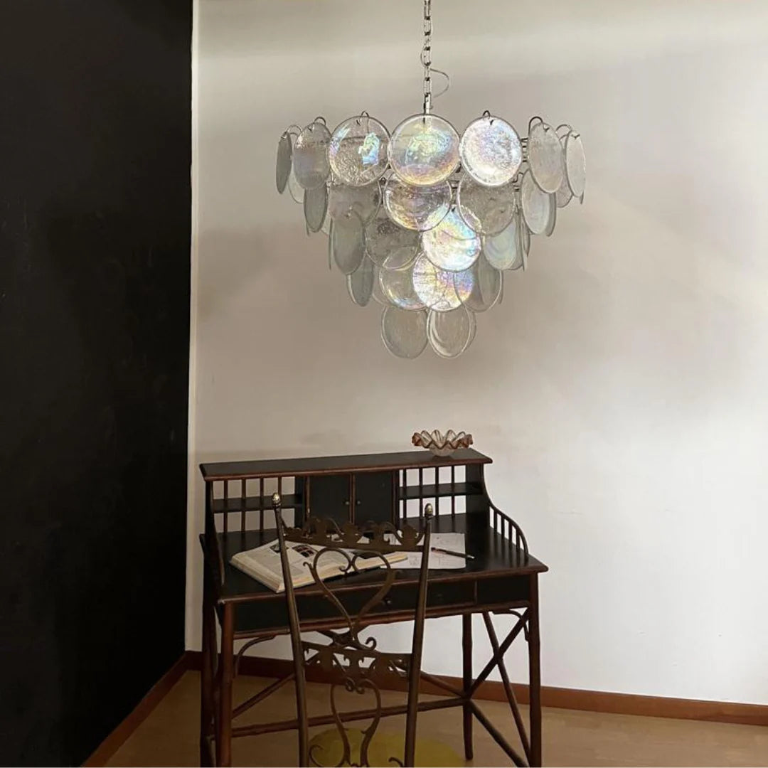 Elegant Murano Disc Iridescent Chandelier - Nuvé