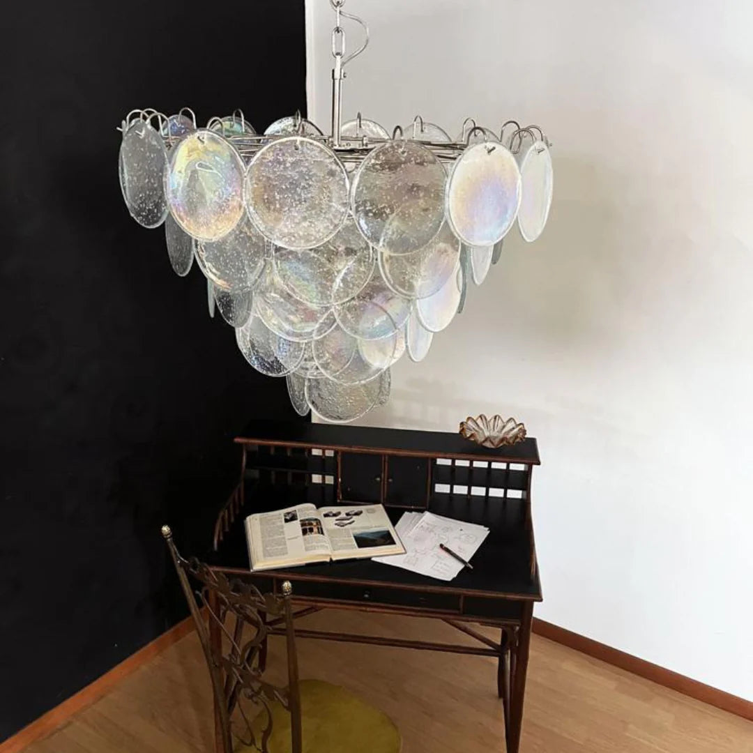 Elegant Murano Disc Iridescent Chandelier - Nuvé