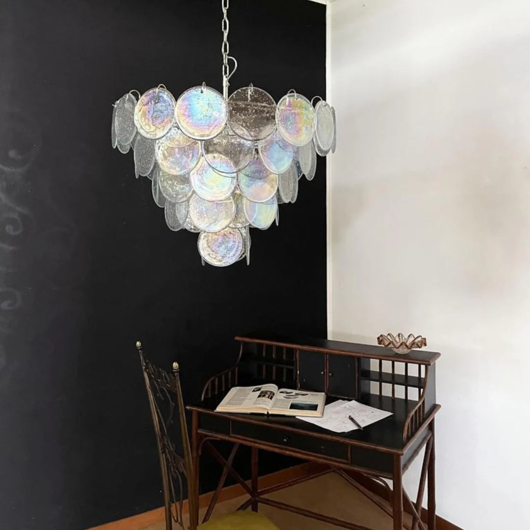 Elegant Murano Disc Iridescent Chandelier - Nuvé