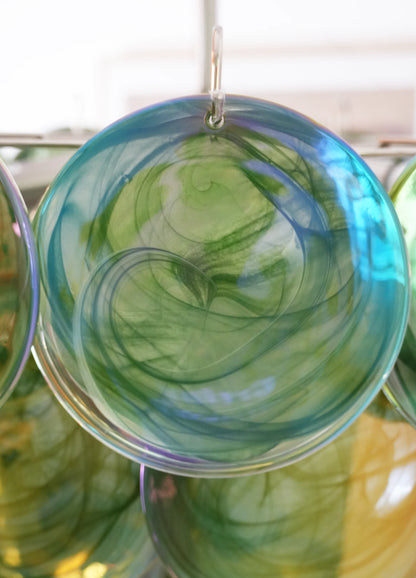 Elegant Green Murano Disc Chandelier - Nuvé