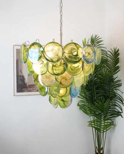Elegant Green Murano Disc Chandelier - Nuvé