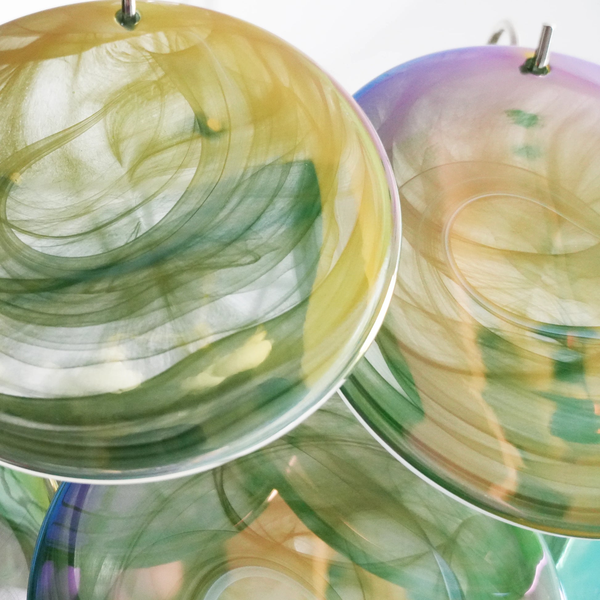 Elegant Green Murano Disc Chandelier - Nuvé