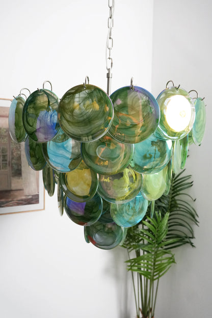 Elegant Green Murano Disc Chandelier - Nuvé