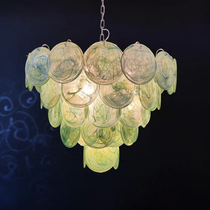 Elegant Green Murano Disc Chandelier - Nuvé