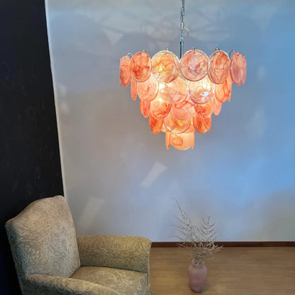 Elegant Pink Murano Disc Chandelier - Nuvé