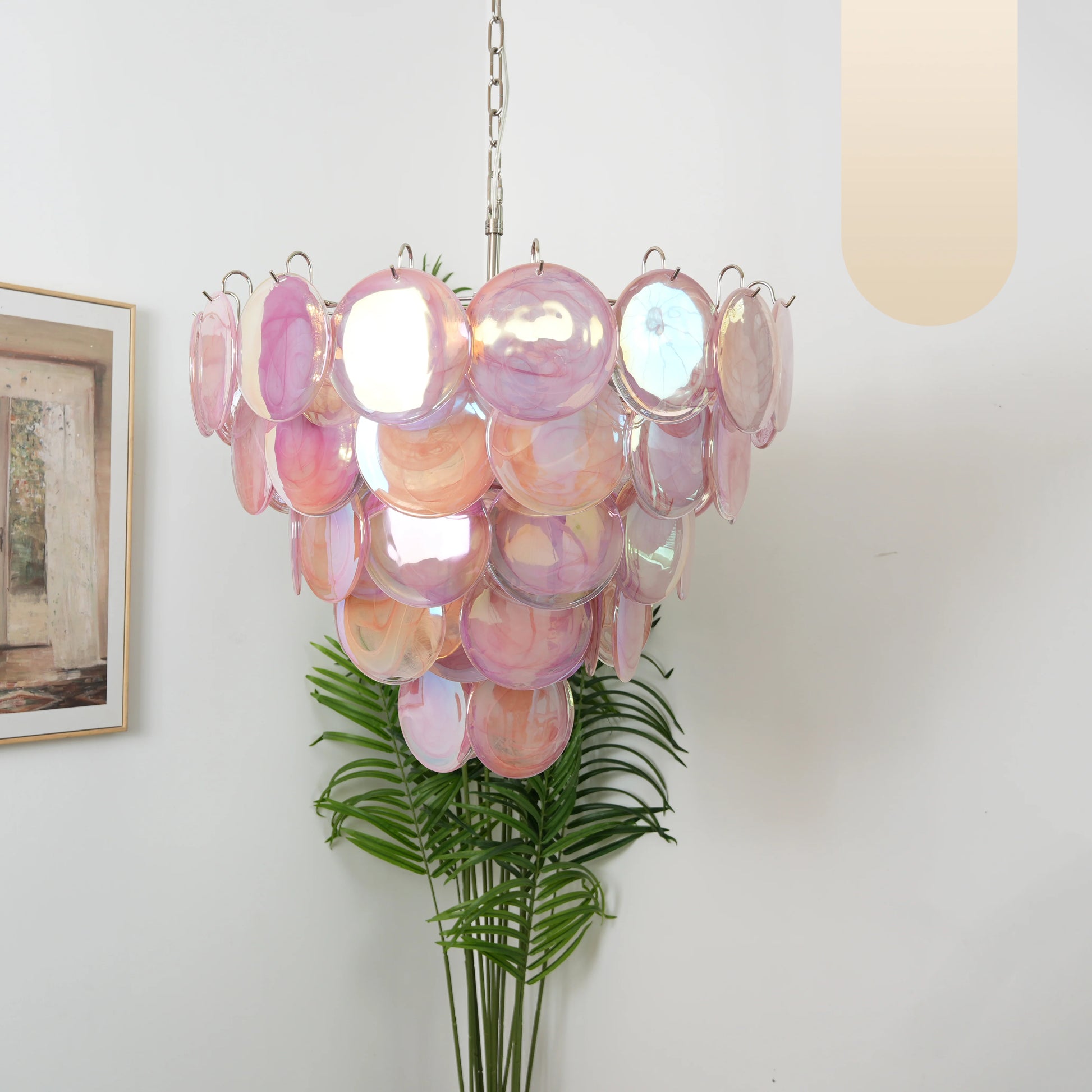 Elegant Pink Murano Disc Chandelier - Nuvé