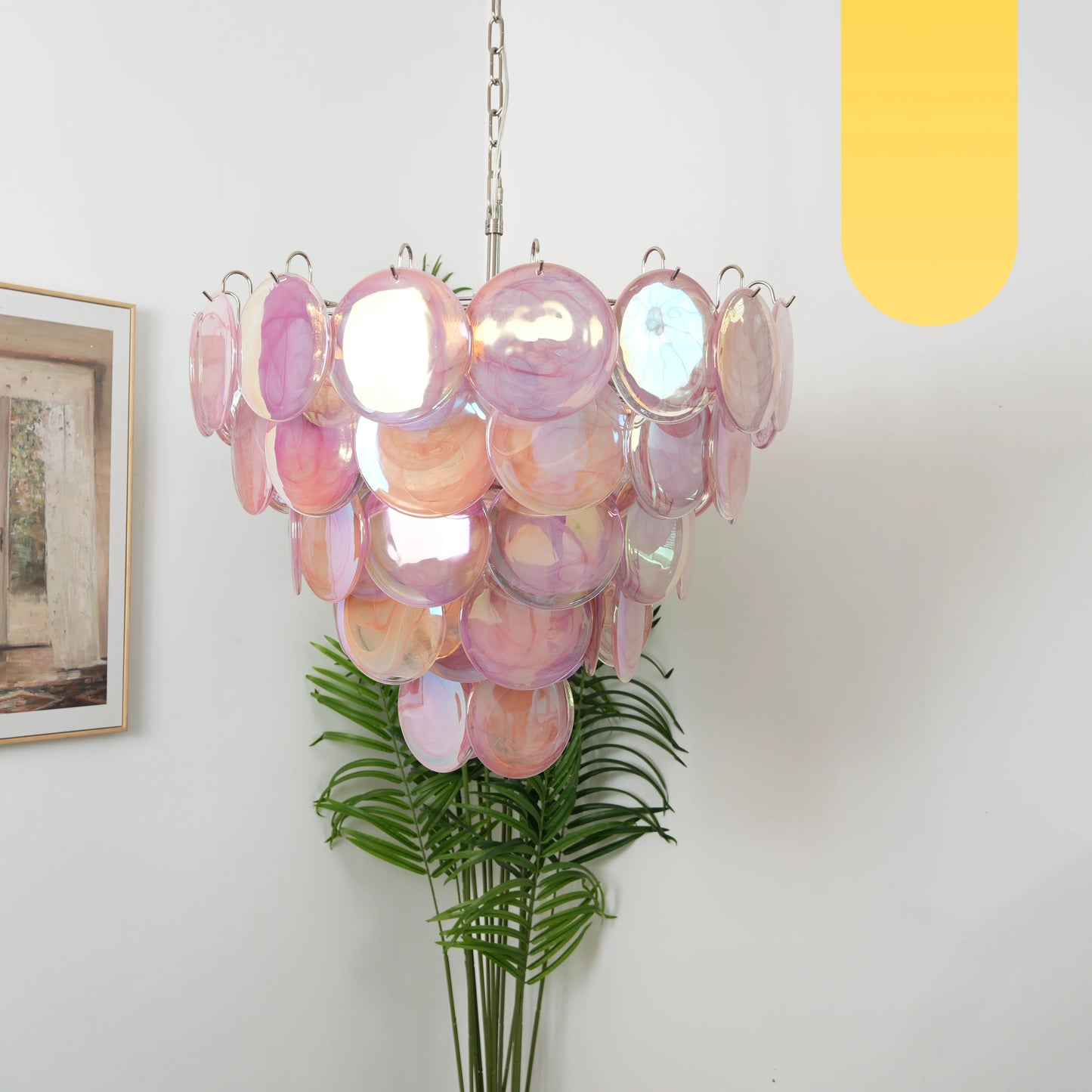 Elegant Pink Murano Disc Chandelier - Nuvé