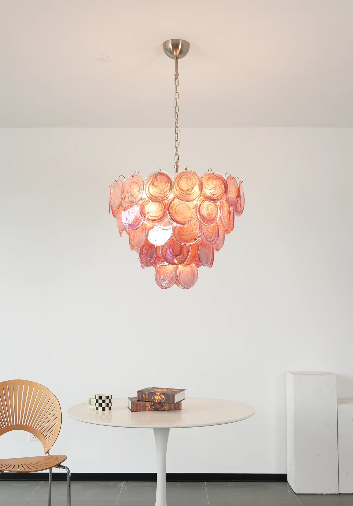 Elegant Pink Murano Disc Chandelier - Nuvé