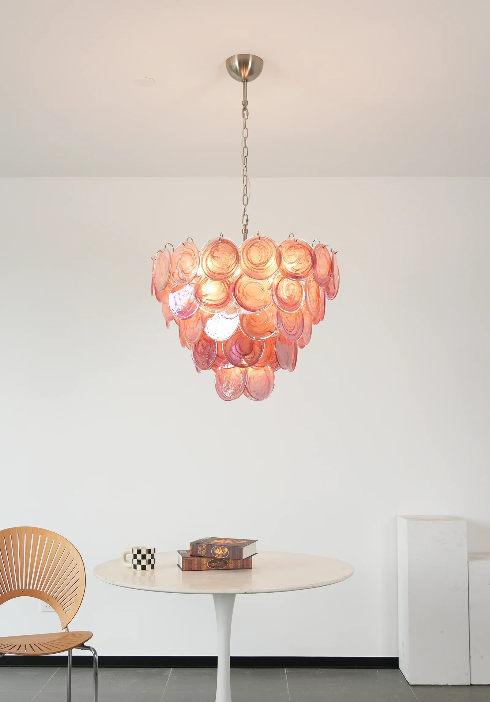 Elegant Pink Murano Disc Chandelier - Nuvé