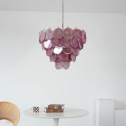 Elegant Pink Murano Disc Chandelier - Nuvé