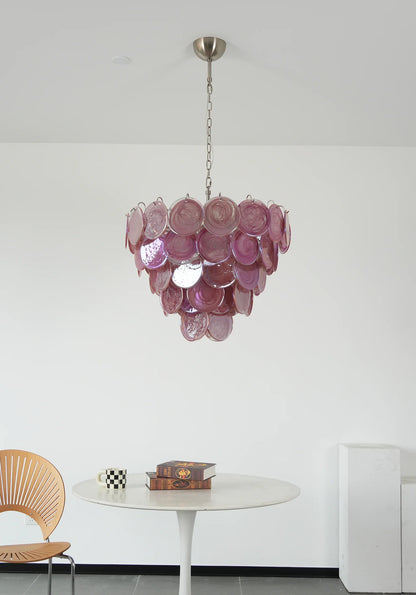 Elegant Pink Murano Disc Chandelier - Nuvé