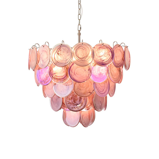 Elegant Pink Murano Disc Chandelier - Nuvé