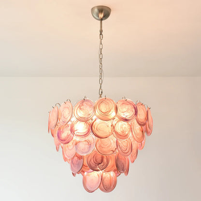 Elegant Pink Murano Disc Chandelier - Nuvé