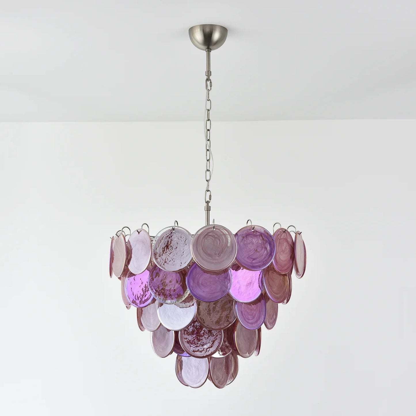 Elegant Pink Murano Disc Chandelier - Nuvé