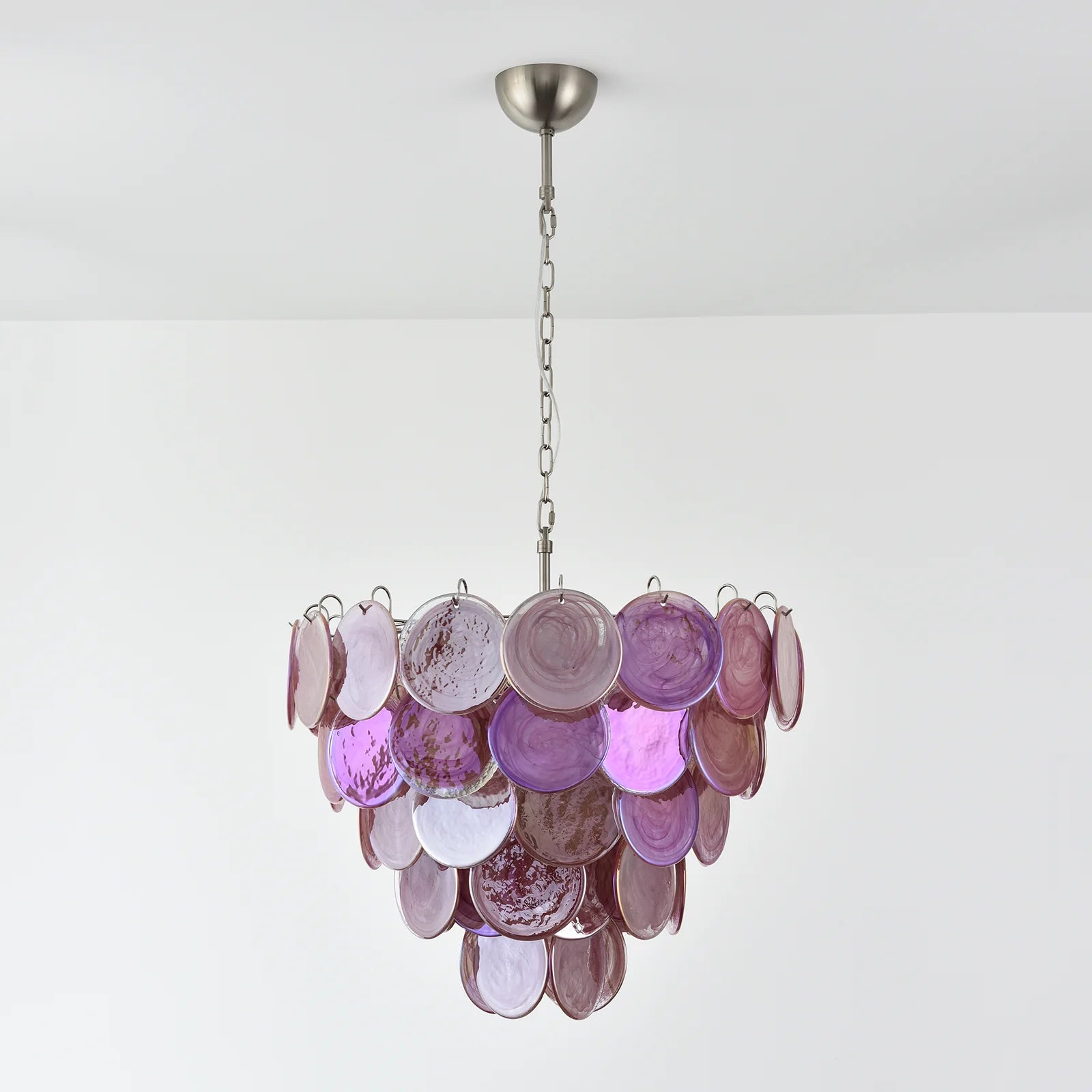 Elegant Pink Murano Disc Chandelier - Nuvé