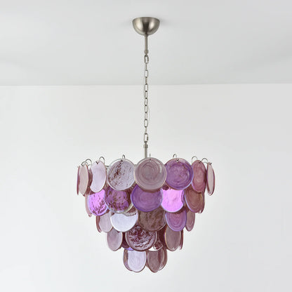 Elegant Pink Murano Disc Chandelier - Nuvé