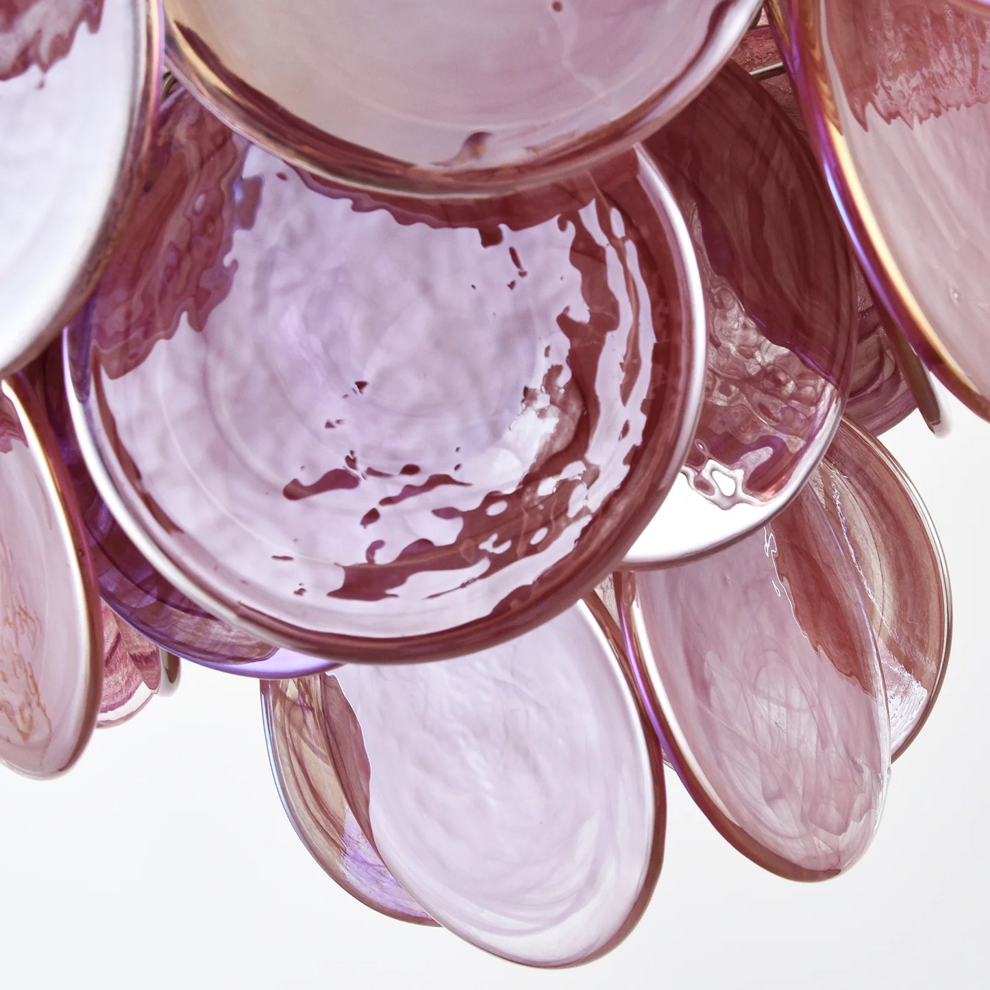 Elegant Pink Murano Disc Chandelier - Nuvé