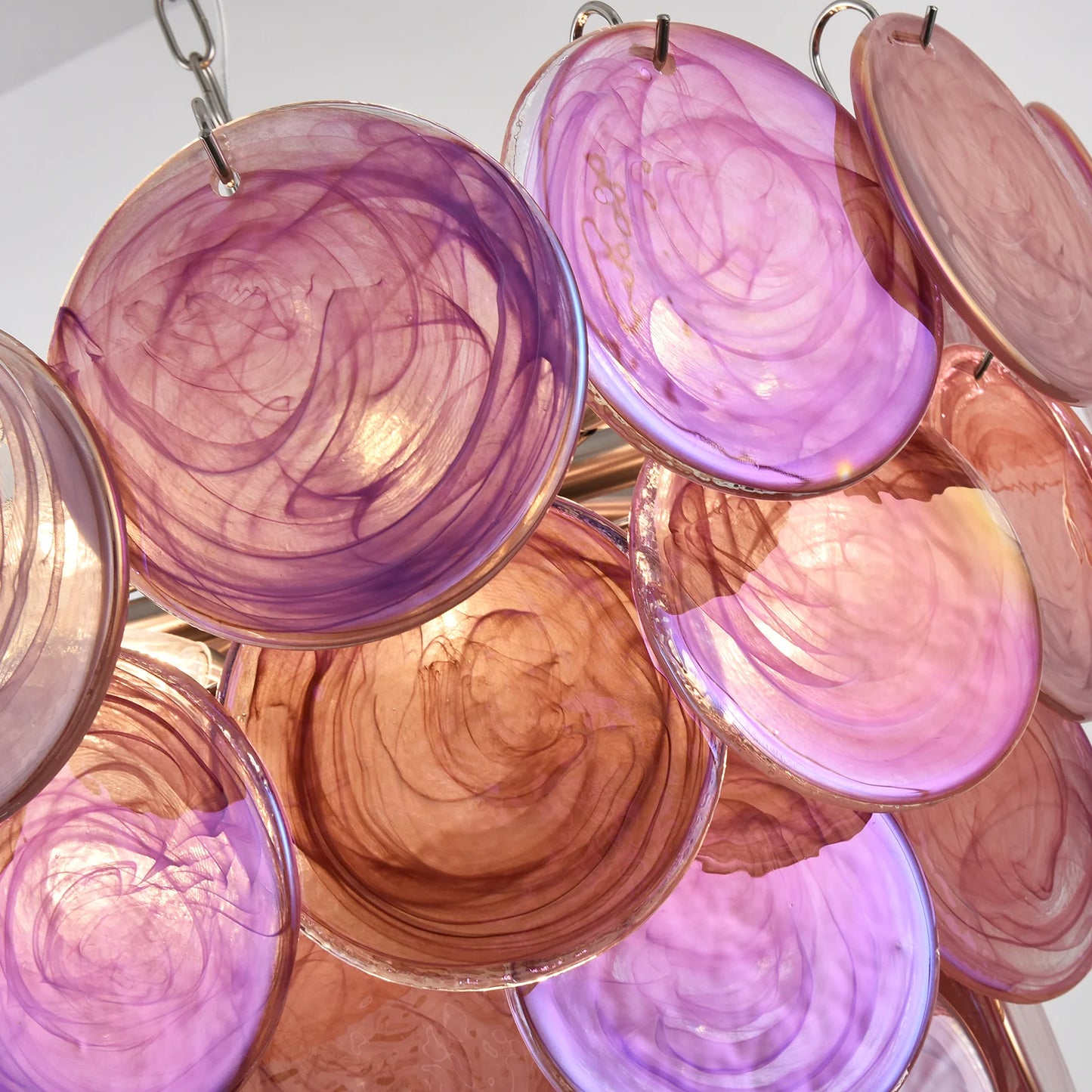 Elegant Pink Murano Disc Chandelier - Nuvé
