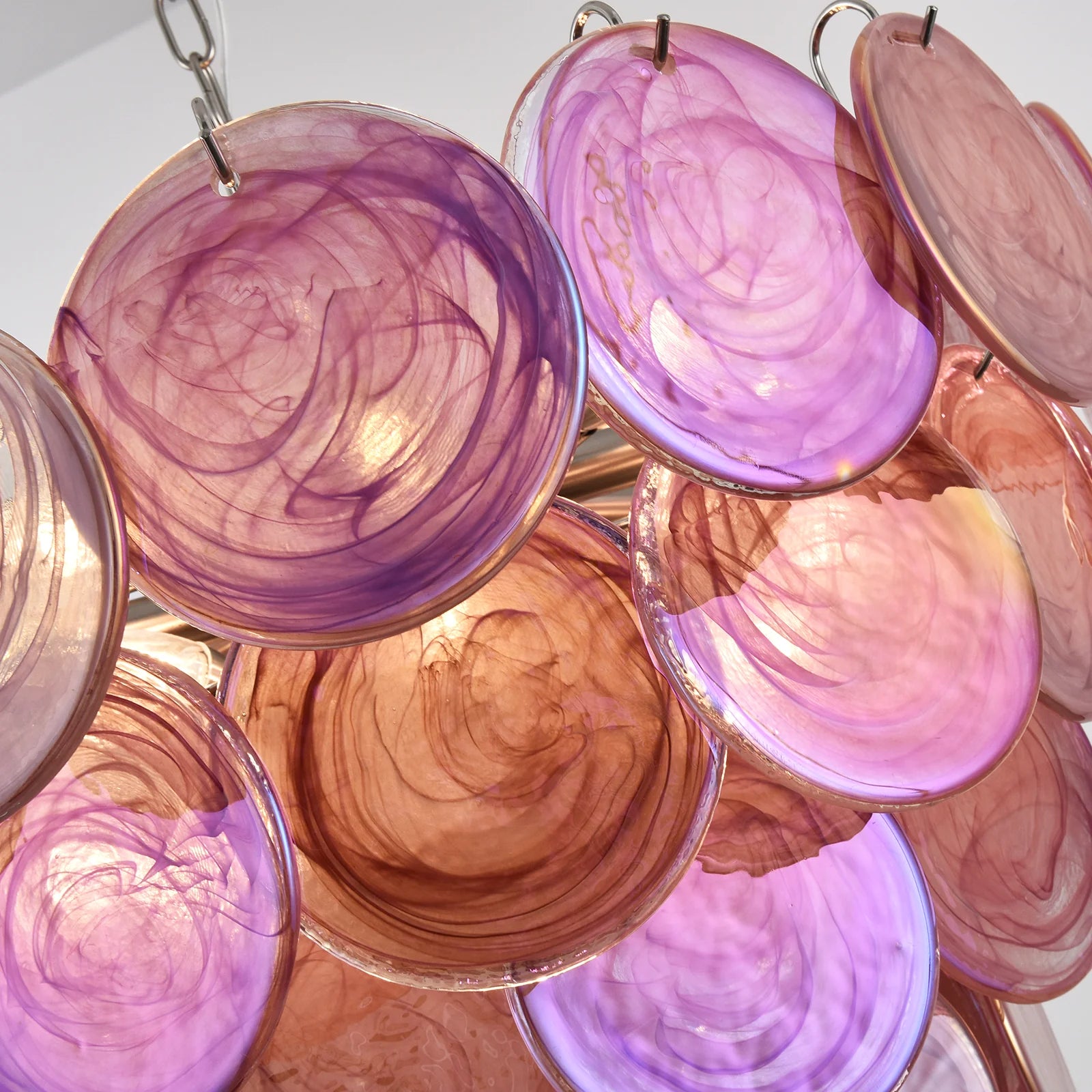 Elegant Pink Murano Disc Chandelier - Nuvé