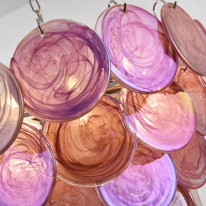 Elegant Pink Murano Disc Chandelier - Nuvé