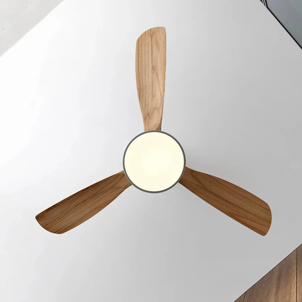 Hugger Wood Blade Ceiling Fan Lamp - Nuvé