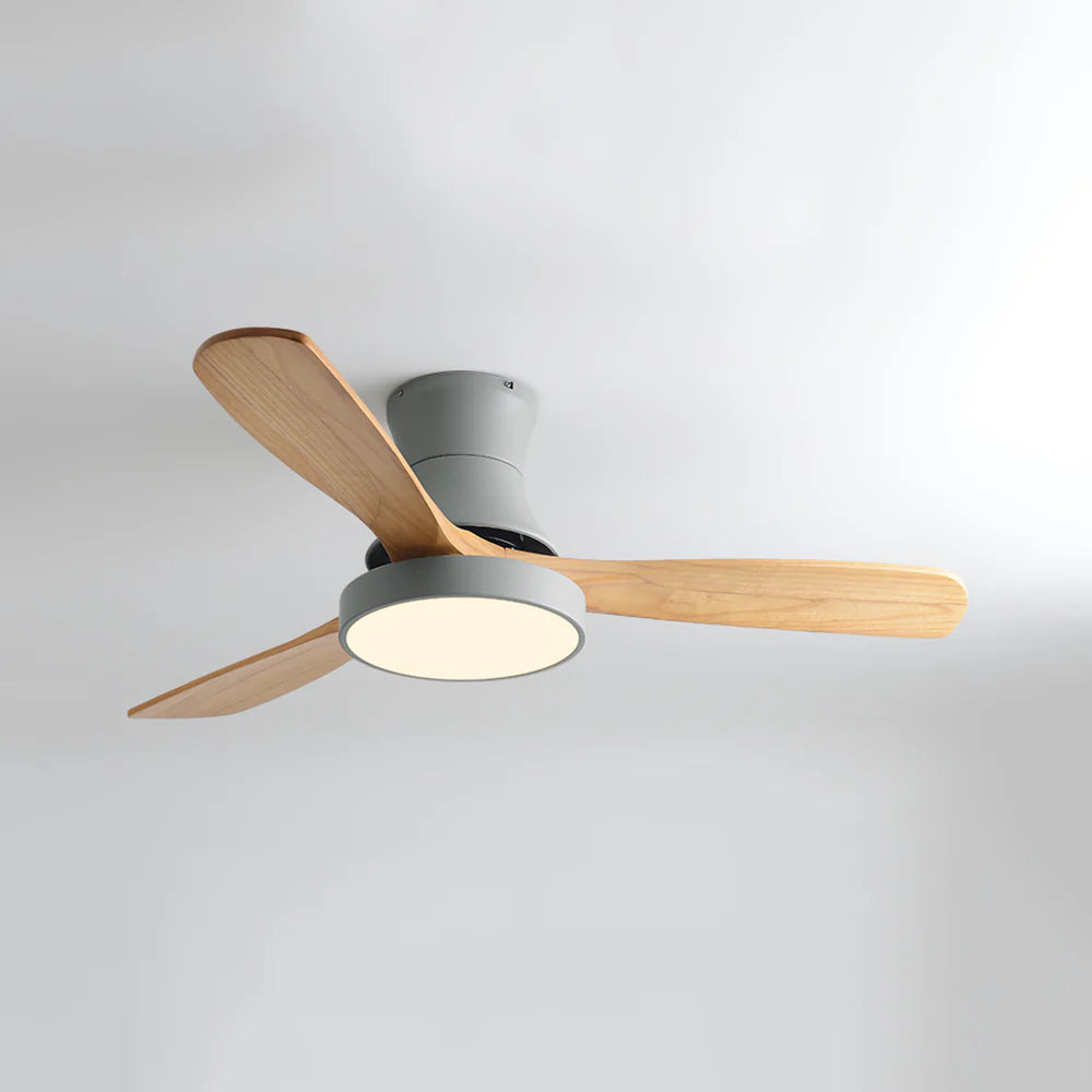 Hugger Wood Blade Ceiling Fan Lamp - Nuvé