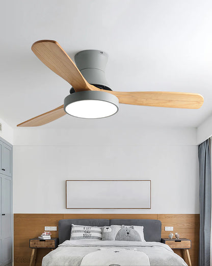 Hugger Wood Blade Ceiling Fan Lamp - Nuvé