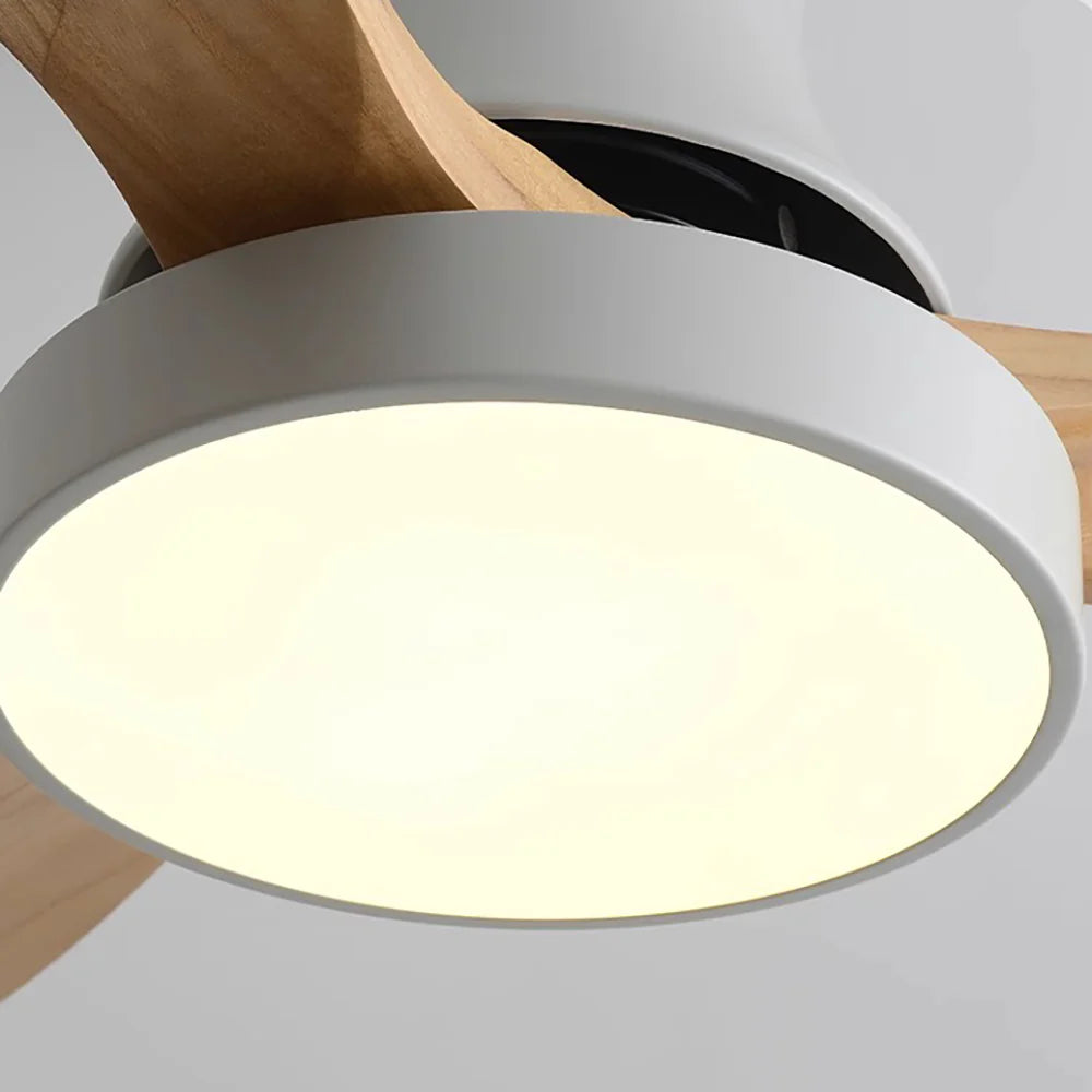 Hugger Wood Blade Ceiling Fan Lamp - Nuvé