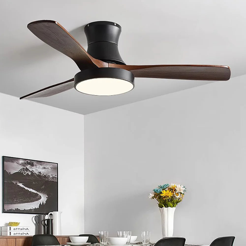 Hugger Wood Blade Ceiling Fan Lamp - Nuvé