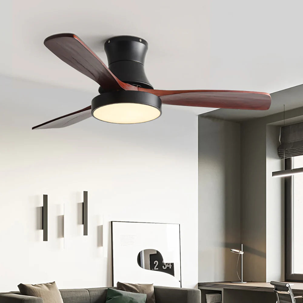 Hugger Wood Blade Ceiling Fan Lamp - Nuvé