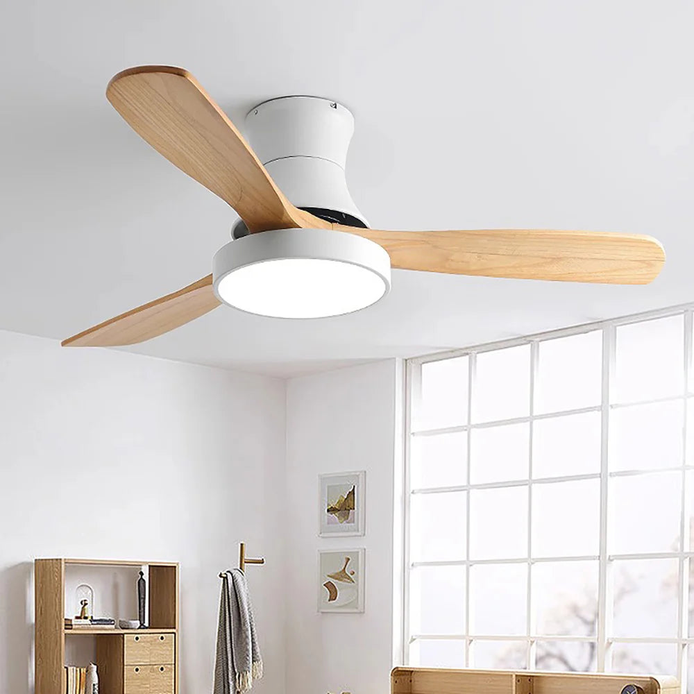 Hugger Wood Blade Ceiling Fan Lamp - Nuvé