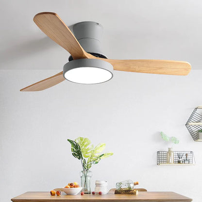 Hugger Wood Blade Ceiling Fan Lamp - Nuvé