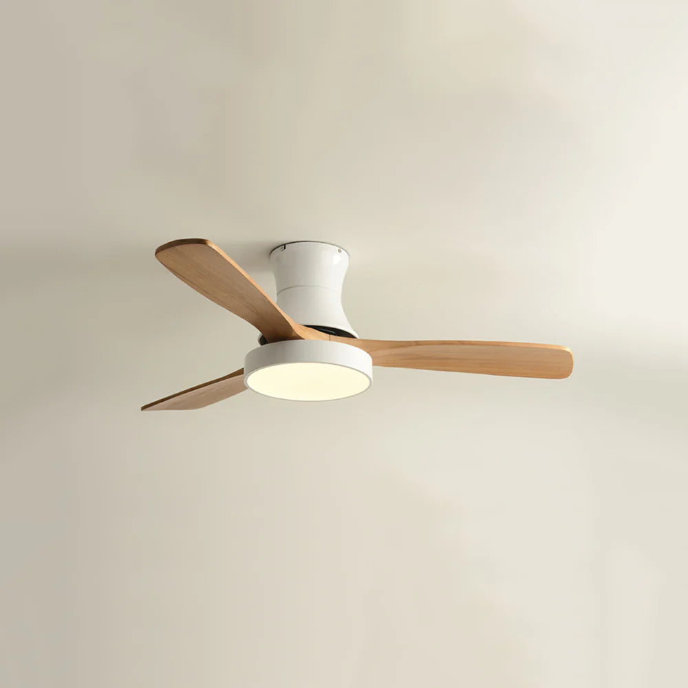 Hugger Wood Blade Ceiling Fan Lamp - Nuvé